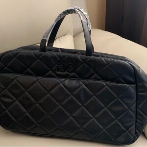 Elegant Black Quilted Duffel Bag